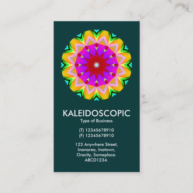 Kaliedoscopic Mandala 02 - Dunkelgrün (00333) Visitenkarte (Vorderseite)