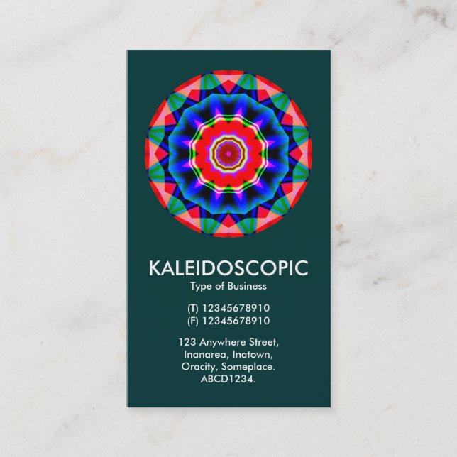 Kaliedoscopic Mandala 04 - Dunkelgrün (00333) Visitenkarte (Vorderseite)