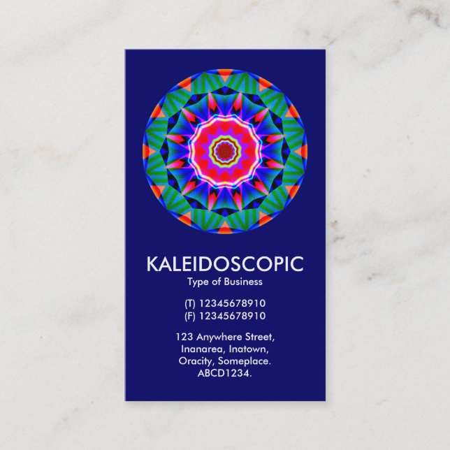 Kaliedoscopic Mandala - Dunkelblau Visitenkarte (Vorderseite)