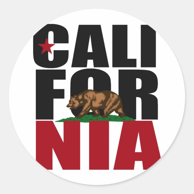 KALIFORNIA BEAR -.png Runder Aufkleber (Vorderseite)