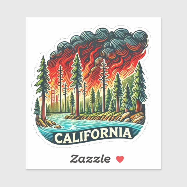 KALIFORNIA FIRE Schlüsselanhänger Aufkleber (Blatt)