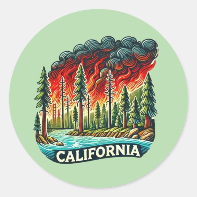 KALIFORNIA FIRE Schlüsselanhänger Runder Aufkleber (Vorderseite)