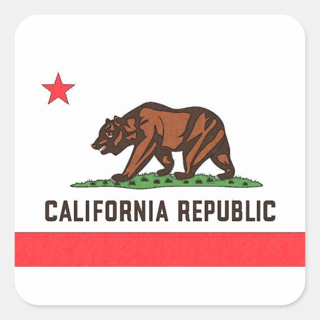 KALIFORNIA FLAG QUADRATISCHER AUFKLEBER (Vorderseite)
