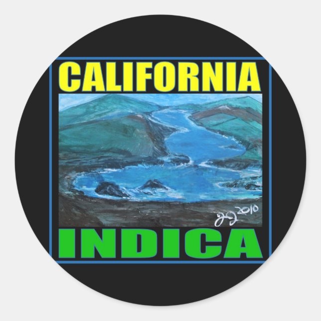 KALIFORNIA INDICA RUNDER AUFKLEBER (Vorderseite)