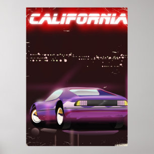 Kalifornien 80er Neon-Supercar-Plakat Poster