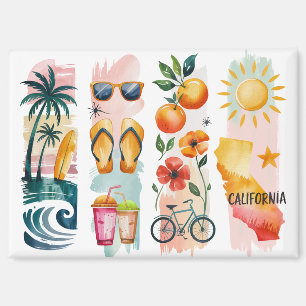 Kalifornien-Aquarell-Magnet-Set   Strandwellen, Or Magnet