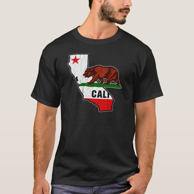 Kalifornien-Bärn-Flagge (beunruhigt) T-Shirt (Vorderseite)
