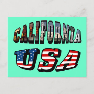 Kalifornien Bild und USA-Flagge Text Postkarte