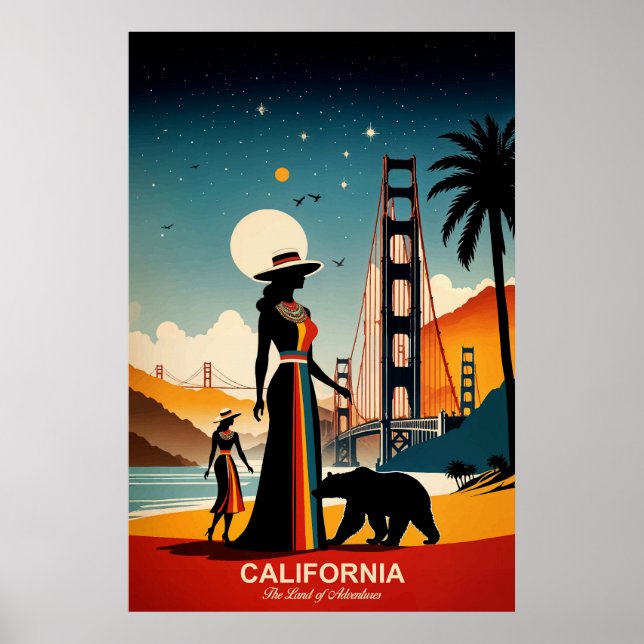 Kalifornien: Das Land der Abenteuer Reiseplakat Poster (Vorne)