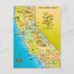 Kalifornien - Die Goldene-Staats-Postkarte Postkarte