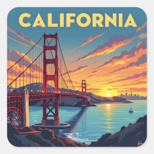 Kalifornien Erinnerungsstück Die Golden Gate Bri Quadratischer Aufkleber