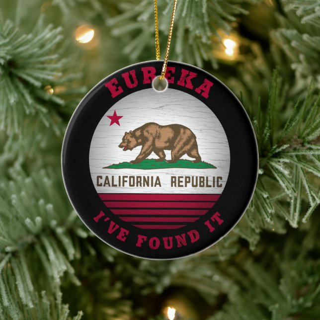 KALIFORNIEN EUREKA STAAT FLAG KERAMIK ORNAMENT (Baum)