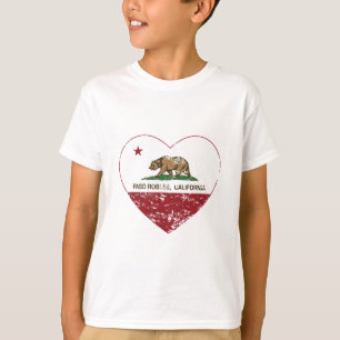 Kalifornien-Flagge paso robles Herz beunruhigt T-Shirt