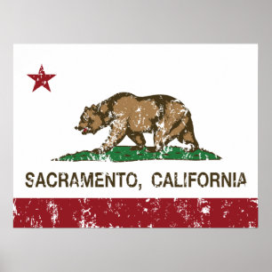 Kalifornien-Flagge Sacramento beunruhigt Poster