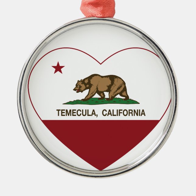 Kalifornien-Flagge temecula Herz Ornament Aus Metall (Vorne)