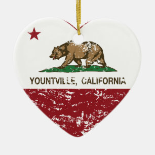 Kalifornien-Flagge yountville Herz beunruhigt Keramik Ornament