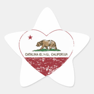 Kalifornien-Flaggencatalina-Inselherz beunruhigt Stern-Aufkleber