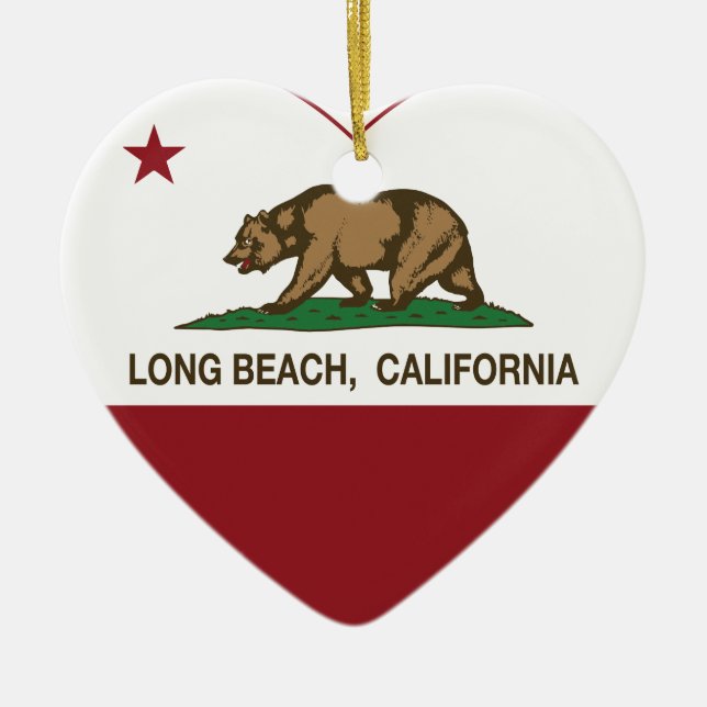 Kalifornien-Flaggenlong beach Herz Keramikornament (Vorne)
