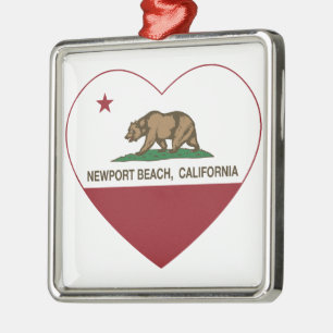 Kalifornien-Flaggennewport-Strandherz Ornament Aus Metall