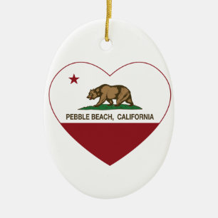 Kalifornien-Flaggenpebble- beachherz Keramik Ornament