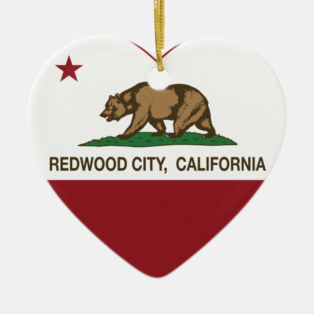 Kalifornien-Flaggenredwood- cityherz Keramik Ornament (Vorne)