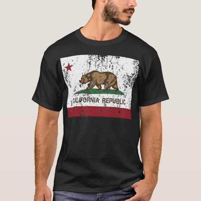 Kalifornien-Flaggenrepublik beunruhigt T-Shirt (Vorderseite)