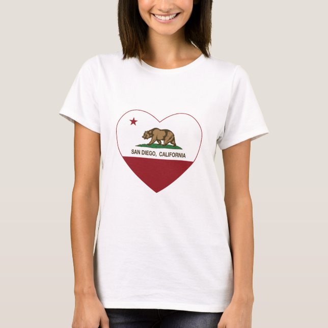 Kalifornien-Flaggensan diego Herz T-Shirt (Vorderseite)