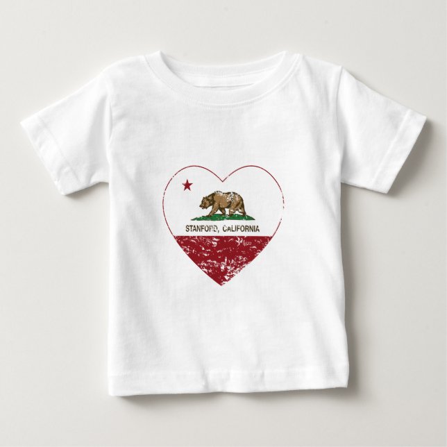Kalifornien-Flaggenstanford-Herz beunruhigt Baby T-shirt (Vorderseite)