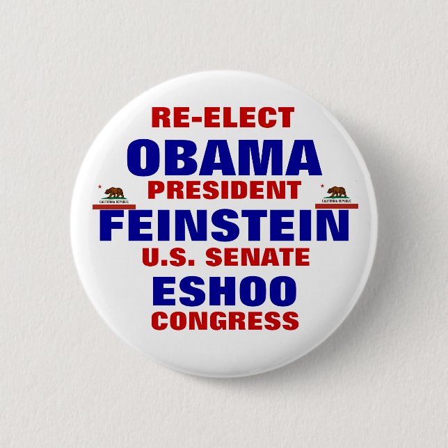 Kalifornien für Obama Feinstein Eshoo Button (Vorderseite)