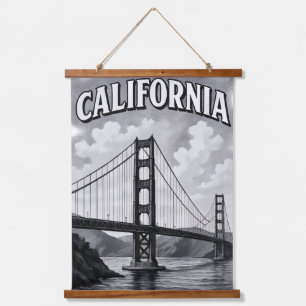 Kalifornien Golden Gate Bridge Vintage-Wandkunst Wandteppich Mit Holzrahmen