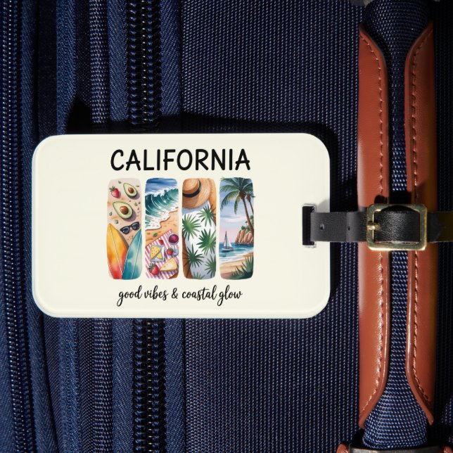 Kalifornien - gute Roben und Küstenglühen Gepäckanhänger (Vorderseite Insitu 4)