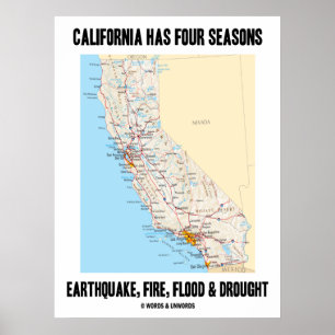 Kalifornien hat vier Jahreszeiten Erdbebenkatastro Poster