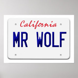 Kalifornien Herr Wolf Nummernschild Poster