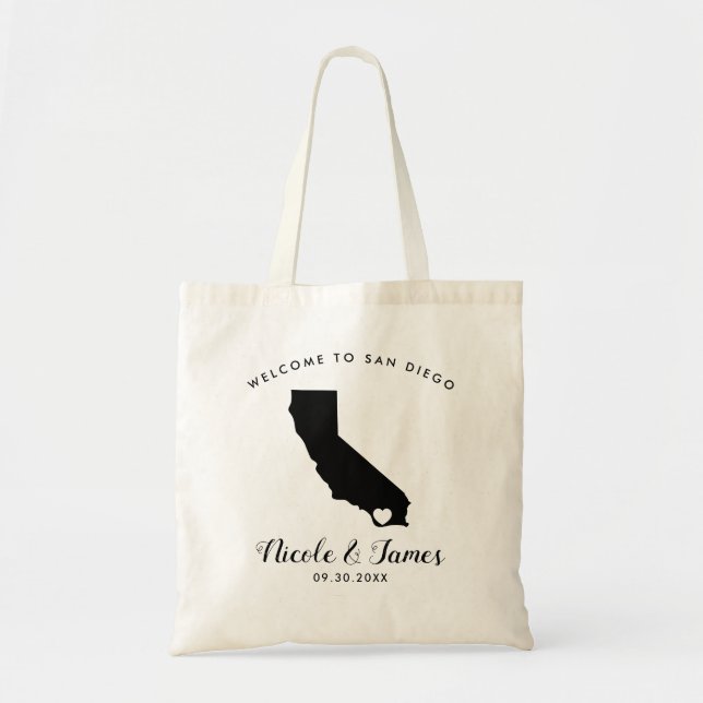 Kalifornien-Hochzeits-Willkommens-Tasche für Tragetasche (Vorne)