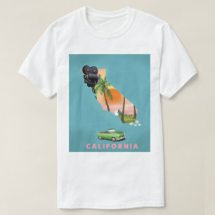 Kalifornien illustrierte Landkarte Poster T-Shirt