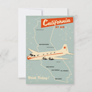 Kalifornien im Stil der 50er Jahre "by air" Reisep Einladung