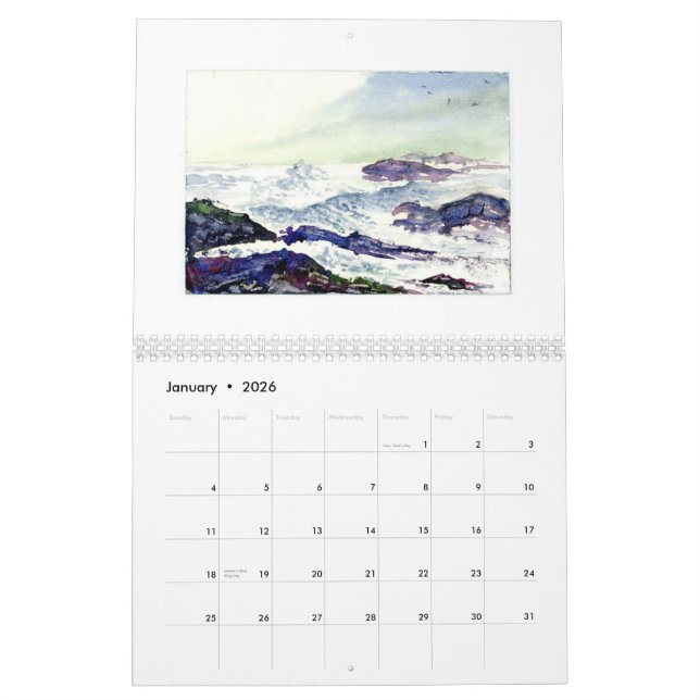 Kalifornien in den Aquarell-Malereien Kalender (Jan 2026)