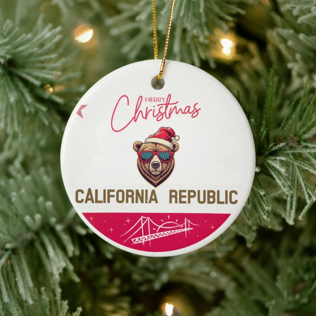 KALIFORNIEN INSPIRIERTE FLAG-KERAMIK KERAMIK ORNAMENT (Baum)