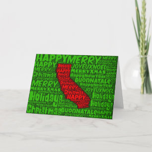 Kalifornien Karte Word Art Weihnachtskarte