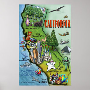 Kalifornien-Karten-Plakat Poster