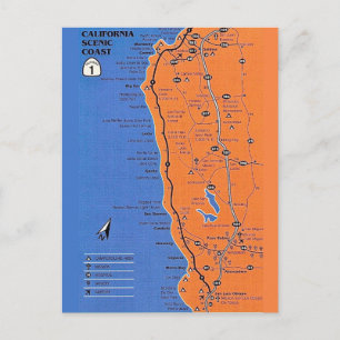 Kalifornien Küstenkarte Postkarte