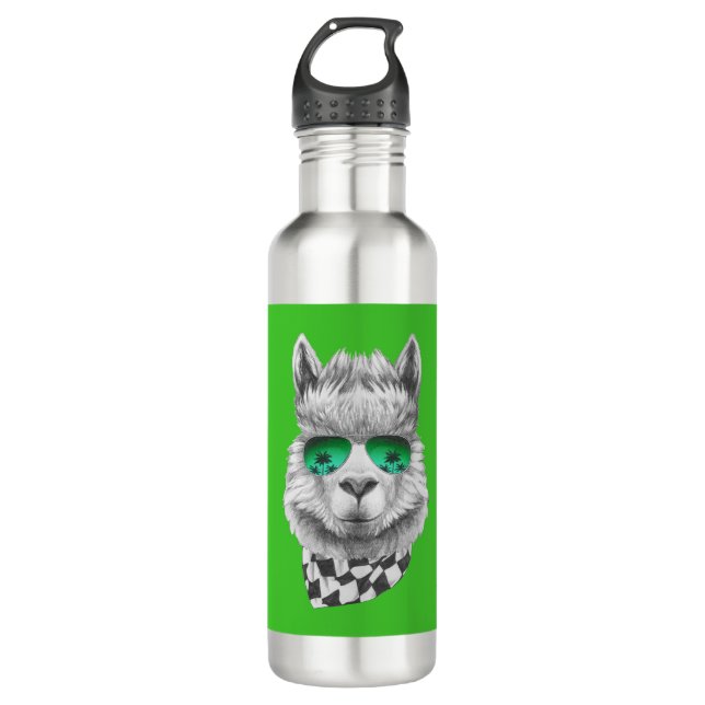 Kalifornien-Lama Edelstahlflasche (Vorderseite)