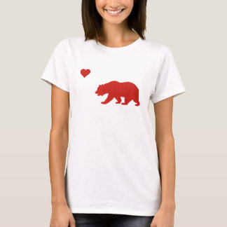 Kalifornien-Liebe-roter Bär u. Herz-T - Shirt