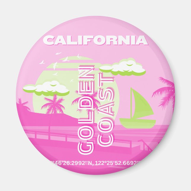 Kalifornien, Los Angeles, Reisekunst, Preppy, Pink Magnet (Vorne)