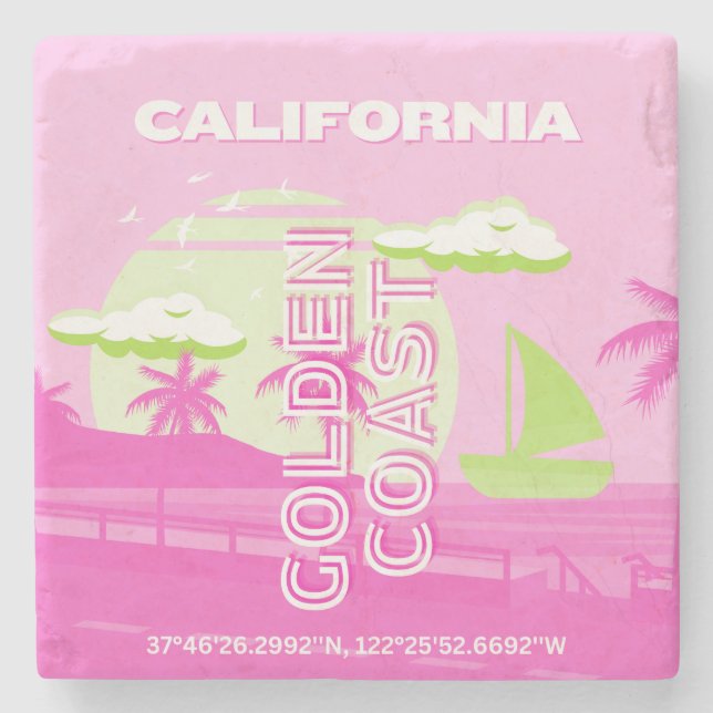 Kalifornien, Los Angeles, Reisekunst, Preppy, Pink Steinuntersetzer (Vorderseite)