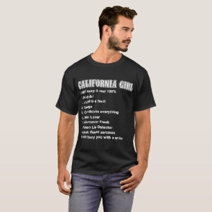 Kalifornien-Mädchen behält es wirkliches 100% T-Shirt