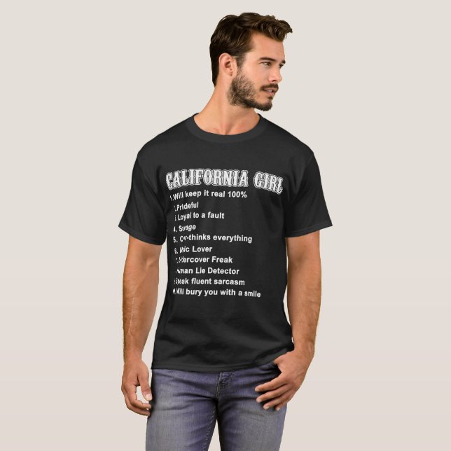 Kalifornien-Mädchen behält es wirkliches 100% T-Shirt (Vorne ganz)