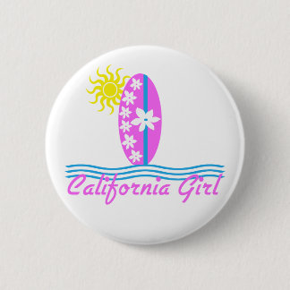 Kalifornien-Mädchen-Rosa-Surfbrett W/Sun Button