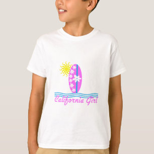 Kalifornien-Mädchen-Rosa-Surfbrett W/Sun T-Shirt