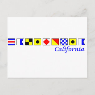 Kalifornien mit Alphabet der nautischen Flagge Postkarte